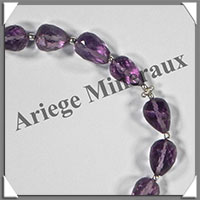 AMETHYSTE - Bracelet Argent - Gouttes Facetes - 19 cm - 86 grammes - W002