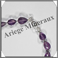 AMETHYSTE - Bracelet Argent - Gouttes Facetes - 19 cm - 86 grammes - W002
