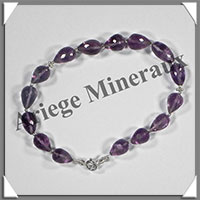 AMETHYSTE - Bracelet Argent - Gouttes Facetes - 20 cm - 105 grammes - W003