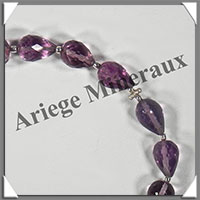 AMETHYSTE - Bracelet Argent - Gouttes Facetes - 20 cm - 105 grammes - W003