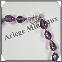 AMETHYSTE - Bracelet Argent - Gouttes Facetes - 20 cm - 105 grammes - W003
