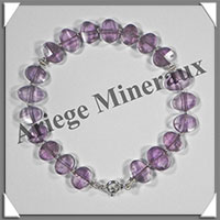 AMETHYSTE - Bracelet Argent - Ovales Facets - 19 cm - 87 grammes - W004
