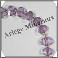 AMETHYSTE - Bracelet Argent - Ovales Facets - 19 cm - 87 grammes - W004