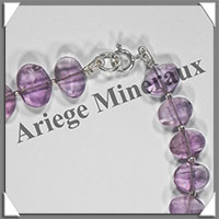 AMETHYSTE - Bracelet Argent - Ovales Facets - 19 cm - 87 grammes - W004