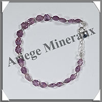 AMETHYSTE - Bracelet Argent - Fleurs Ciseles - 17 cm - 3,8 grammes - W005
