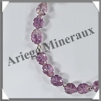 AMETHYSTE - Bracelet Argent - Fleurs Ciseles - 17 cm - 3,8 grammes - W005