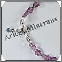 AMETHYSTE - Bracelet Argent - Fleurs Ciseles - 17 cm - 3,8 grammes - W005