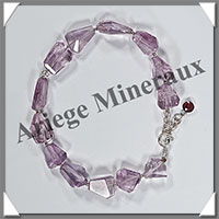 AMETHYSTE - Bracelet Argent - Nuggets Facets - 18 cm - 11,3 grammes - W006