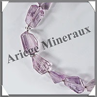 AMETHYSTE - Bracelet Argent - Nuggets Facets - 18 cm - 11,3 grammes - W006