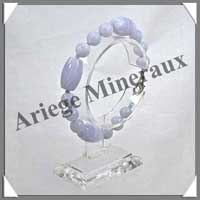 CALCEDONE BLEUE - Bracelet Compos : Tonnelets 11x16 mm - 20 cm - C001