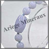 CALCEDONE BLEUE - Bracelet Compos : Tonnelets 11x16 mm - 20 cm - C001