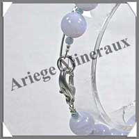 CALCEDONE BLEUE - Bracelet Compos : Tonnelets 11x16 mm - 20 cm - C001