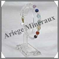 CHAKRAS - Bracelet - Perles 6 mm - Fermoir Mousqueton Dor