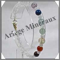 CHAKRAS - Bracelet - Perles 6 mm - Fermoir Mousqueton Argent