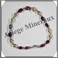 CITRINE et GRENAT - Bracelet Argent - Gouttes Facetes - 20 cm - 74 grammes - W001