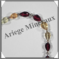 CITRINE et GRENAT - Bracelet Argent - Gouttes Facetes - 20 cm - 74 grammes - W001