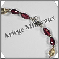 CITRINE et GRENAT - Bracelet Argent - Gouttes Facetes - 20 cm - 74 grammes - W001