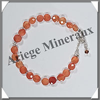 CORNALINE - Bracelet Argent - Disques Facets - 17 cm - 4,3 grammes - W001