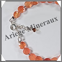 CORNALINE - Bracelet Argent - Disques Facets - 17 cm - 4,3 grammes - W001