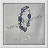 CYANITE - Bracelet Compos - 7 Ovales de 11x15 mm et  Disques 6 mm - 19 cm - C008