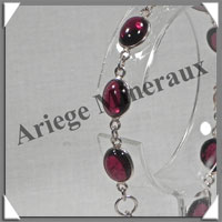 GRENAT Cristallis - Bracelet Argent - 8 Cabochons - 20 cm - P001