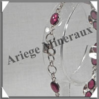 GRENAT Cristallis - Bracelet Argent - 14 Cabochons - 21 cm - P003