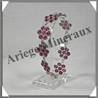 GRENAT Cristallis - Bracelet Argent - 9 Roses de 7 Cabochons - 22 cm - P005