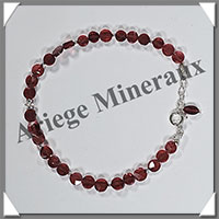 GRENAT - Bracelet Argent - Disques Facets - 17 cm - 4,7 grammes - W001