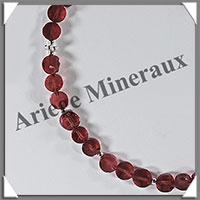 GRENAT - Bracelet Argent - Disques Facets - 17 cm - 4,7 grammes - W001