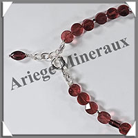 GRENAT - Bracelet Argent - Disques Facets - 17 cm - 4,7 grammes - W001