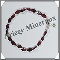 GRENAT - Bracelet Argent - Ovales Facets - 17 cm - 4,7 grammes - W002