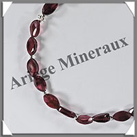 GRENAT - Bracelet Argent - Ovales Facets - 17 cm - 4,7 grammes - W002