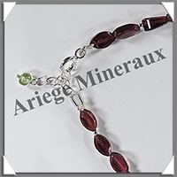 GRENAT - Bracelet Argent - Ovales Facets - 17 cm - 4,7 grammes - W002