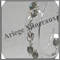 LABRADORITE 'Extra' - Bracelet Argent - 16 Cabochons - 20 cm - P001
