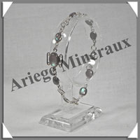 LABRADORITE 'Extra' - Bracelet Argent - 9 Cabochons - 20 cm - P002