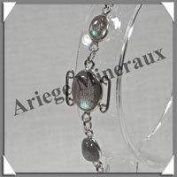 LABRADORITE 'Extra' - Bracelet Argent - 9 Cabochons - 20 cm - P002