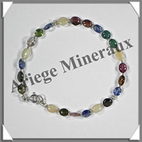MELANGE de MINERAUX - Bracelet Argent - Perles Ovales - 20 cm - 48 grammes - W003