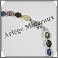 MELANGE de MINERAUX - Bracelet Argent - Perles Ovales - 20 cm - 48 grammes - W003