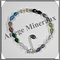 MELANGE de MINERAUX - Bracelet Argent - Gouttes Facetes - 17 cm - 54 grammes - W005