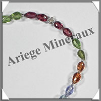 MELANGE de MINERAUX - Bracelet Argent - Gouttes Facetes - 17 cm - 38 grammes - W006