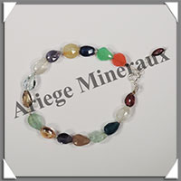 MELANGE de MINERAUX - Bracelet Argent - Gouttes Facetes - 15 cm - 5,6 grammes - W008