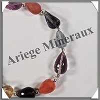 MELANGE de MINERAUX - Bracelet Argent - Gouttes Facetes - 17 cm - 9,9 grammes - W009