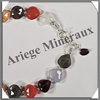 MELANGE de MINERAUX - Bracelet Argent - Coeurs Facets - 17 cm - 8,8 grammes - W010