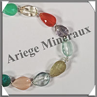 MELANGE de MINERAUX - Bracelet Argent - Gouttes Facetes - 17 cm - 6,3 grammes - W011