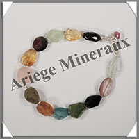 MELANGE de MINERAUX - Bracelet Argent - Perles Free Form Facetes - 18 cm - 12,5 grammes - W012