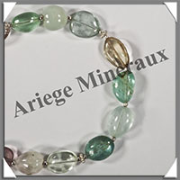 MELANGE de MINERAUX - Bracelet Argent - Perles Free Form - 18 cm - 12,5 grammes - W013