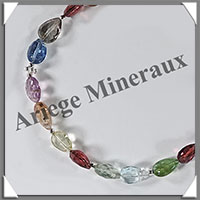 MELANGE de MINERAUX - Bracelet Argent - Olives Facetes - 17 cm - 4,1 grammes - W014