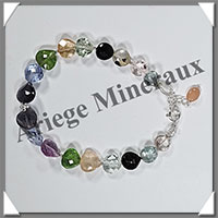 MELANGE de MINERAUX - Bracelet Argent - Coeurs Facets - 17 cm - 8,3 grammes - W015