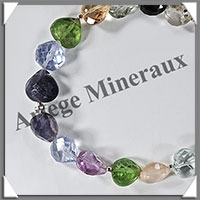 MELANGE de MINERAUX - Bracelet Argent - Coeurs Facets - 17 cm - 8,3 grammes - W015