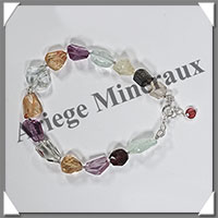 MELANGE de MINERAUX - Bracelet Argent - Nuggets Facets - 17 cm - 10,0 grammes - W016